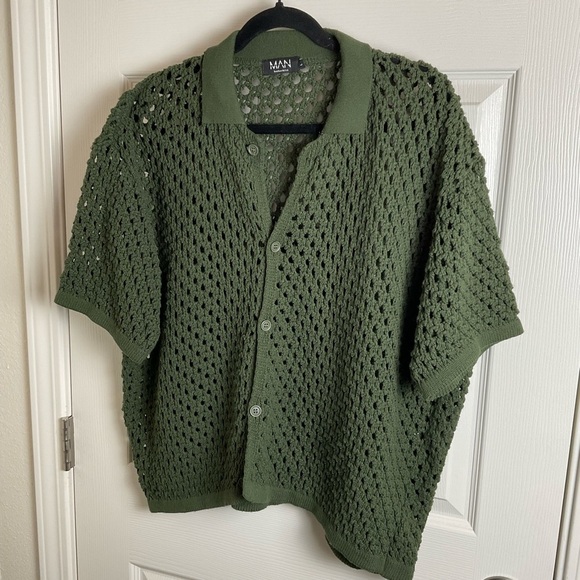 Boohoo man Men's Olive Green Knit Cardigan large - Picture 2 of 6